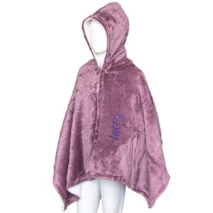 Children's Personalised Hooded Sherpa Blanket - Duncan Stewart 1978 Kids Size - Lavender