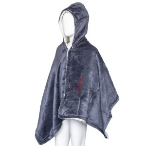 Children's Personalised Hooded Sherpa Blanket - Duncan Stewart 1978 Kids Size - Slate