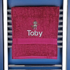Children's Bath Towel with Robot Design - Perfect for Kids' Bath Time Aubergine