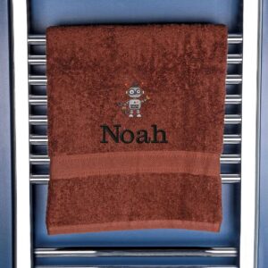 Children's Bath Towel with Robot Design - Perfect for Kids' Bath Time Chocolate