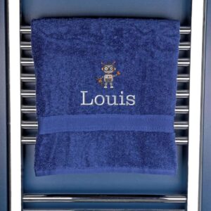 Children's Bath Towel with Robot Design - Perfect for Kids' Bath Time Navy