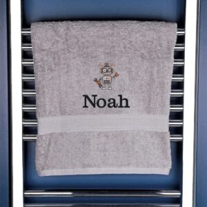 Children's Bath Towel with Robot Design - Perfect for Kids' Bath Time Silver