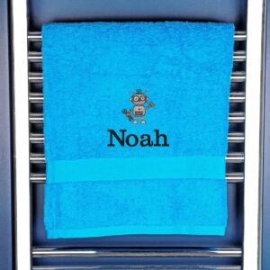 Children's Bath Towel with Robot Design - Perfect for Kids' Bath Time Turquoise