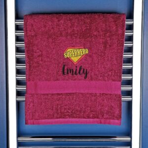 Children's Super Hero Logo Bath Towel - Duncan Stewart 1978 Aubergine
