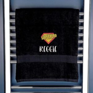 Children's Super Hero Logo Bath Towel - Duncan Stewart 1978 Black