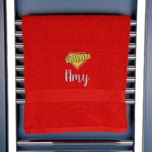 Children's Super Hero Logo Bath Towel - Duncan Stewart 1978 Red