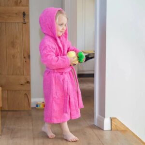 Children's Terry Cotton Hooded Bathrobe Ages 2 to 12 Pink / Age 4