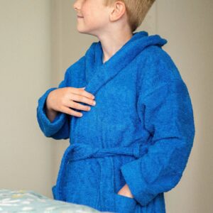 Children's Terry Cotton Hooded Bathrobe Ages 2 to 12 Blue / Age 10