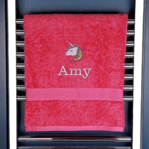 Children's Unicorn Bath Towel - Duncan Stewart 1978 Pink