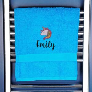 Children's Unicorn Bath Towel - Duncan Stewart 1978 Turquoise