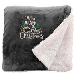 Christmas Cosy Home Christmas Snuggle Blanket Regular Sherpa Black