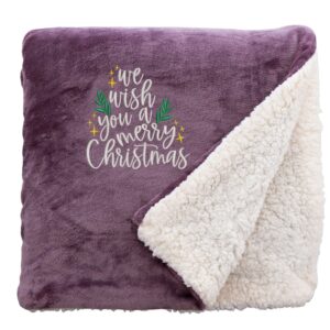 Christmas Cosy Home Christmas Snuggle Blanket Regular Sherpa Lavender