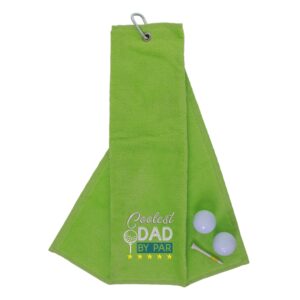 Coolest Dad By Par Novelty Golf Towel | Gift for Father Lime