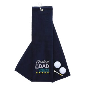 Coolest Dad By Par Novelty Golf Towel | Gift for Father Navy