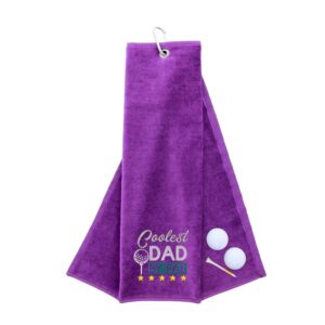 Coolest Dad By Par Novelty Golf Towel | Gift for Father Purple