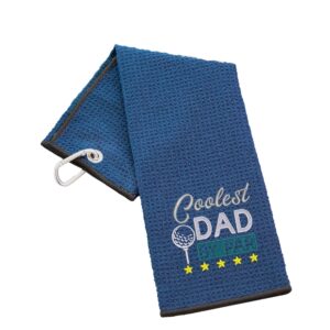 Coolest Dad By Par Novelty Golf Towel | Gift for Father Waffle Navy