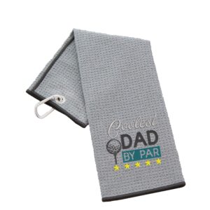 Coolest Dad By Par Novelty Golf Towel | Gift for Father Waffle Slate