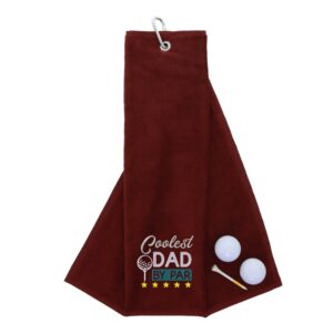 Coolest Dad By Par Novelty Golf Towel | Gift for Father Wine