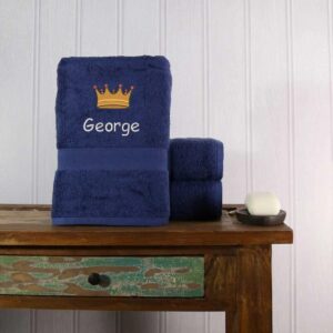 Crown Design Bath Towel - Duncan Stewart 1978 Navy