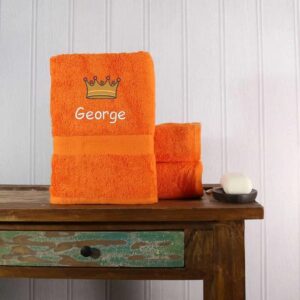 Crown Design Bath Towel - Duncan Stewart 1978 Orange