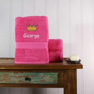 Crown Design Bath Towel - Duncan Stewart 1978 Pink