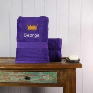 Crown Design Bath Towel - Duncan Stewart 1978 Purple