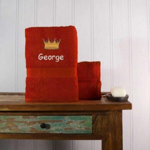 Crown Design Bath Towel - Duncan Stewart 1978 Red