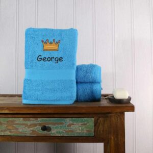 Crown Design Bath Towel - Duncan Stewart 1978 Turquoise