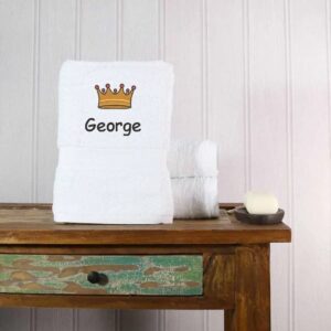 Crown Design Bath Towel - Duncan Stewart 1978 White