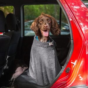 Dog Towel Bag With Adjustable Hook and Loop Neck | Duncan Stewart Dog Bag - Slate / Size 3