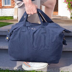 Eco Friendly Personalised Recycled Canvas Overnighter Bag Navy