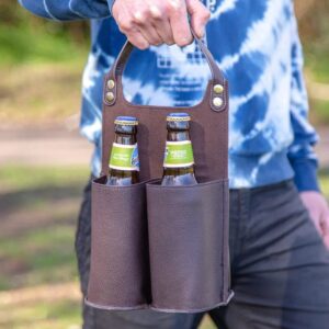 Faux Leather Bottle Carrier - Duncan Stewart 1978 NuHide - Tan
