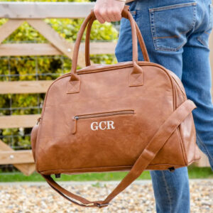 Faux Leather Overnight Bag In Brown - Duncan Stewart 1978