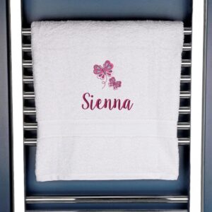 Girl's Personalised Butterfly Bath Towel - Duncan Stewart 1978 White