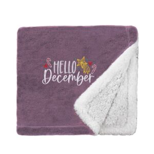 Hello December Cosy Home Christmas Snuggle Blanket Mini Sherpa Lavender