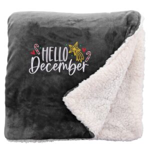 Hello December Cosy Home Christmas Snuggle Blanket Regular Sherpa Black