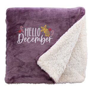 Hello December Cosy Home Christmas Snuggle Blanket Regular Sherpa Lavender