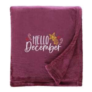 Hello December Cosy Home Christmas Snuggle Blanket Shimmering Plum