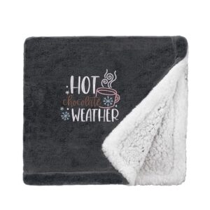 Hot Chocolate Cosy Home Christmas Snuggle Blanket Mini Sherpa Black