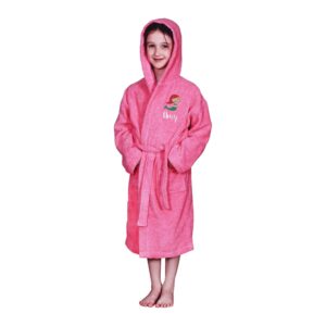 Kids Bathrobe with Hood and Mermaid Design - Duncan Stewart 1978 Pink / Age 12