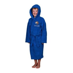 Kids Hooded Bathrobe with Horse Themed Design - Duncan Stewart 1978 Blue / Age 12