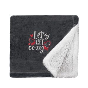 Let's Get Cozy Christmas Snuggle Blanket Mini Sherpa Black