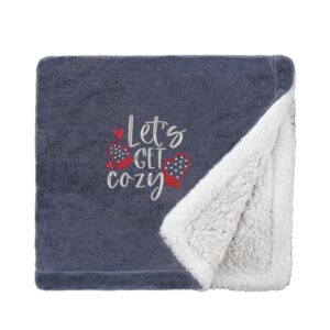 Let's Get Cozy Christmas Snuggle Blanket Mini Sherpa Slate
