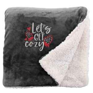 Let's Get Cozy Christmas Snuggle Blanket Regular Sherpa Black