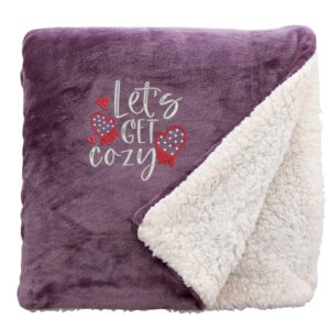Let's Get Cozy Christmas Snuggle Blanket Regular Sherpa Lavender