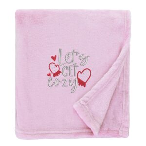 Let's Get Cozy Christmas Snuggle Blanket Shimmering Pink