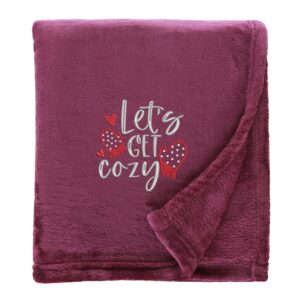 Let's Get Cozy Christmas Snuggle Blanket Shimmering Plum