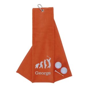 Novelty Golf Towel Design from the aztex towel range by Duncan Stewart 1978 Tri-Fold Golf Towels - Orange