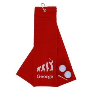 Novelty Golf Towel Design from the aztex towel range by Duncan Stewart 1978 Tri-Fold Golf Towels - Red
