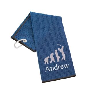 Novelty Golf Towel Design from the aztex towel range by Duncan Stewart 1978 Tri-Fold Waffle Navy